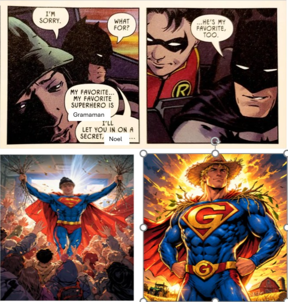 Meme de Grama-Man con Batman, Robin y Superman